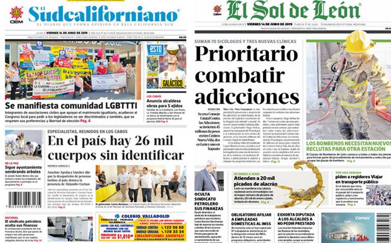 Así las portadas de la OEM este 14 de junio - La Prensa | Noticias  policiacas, locales, nacionales