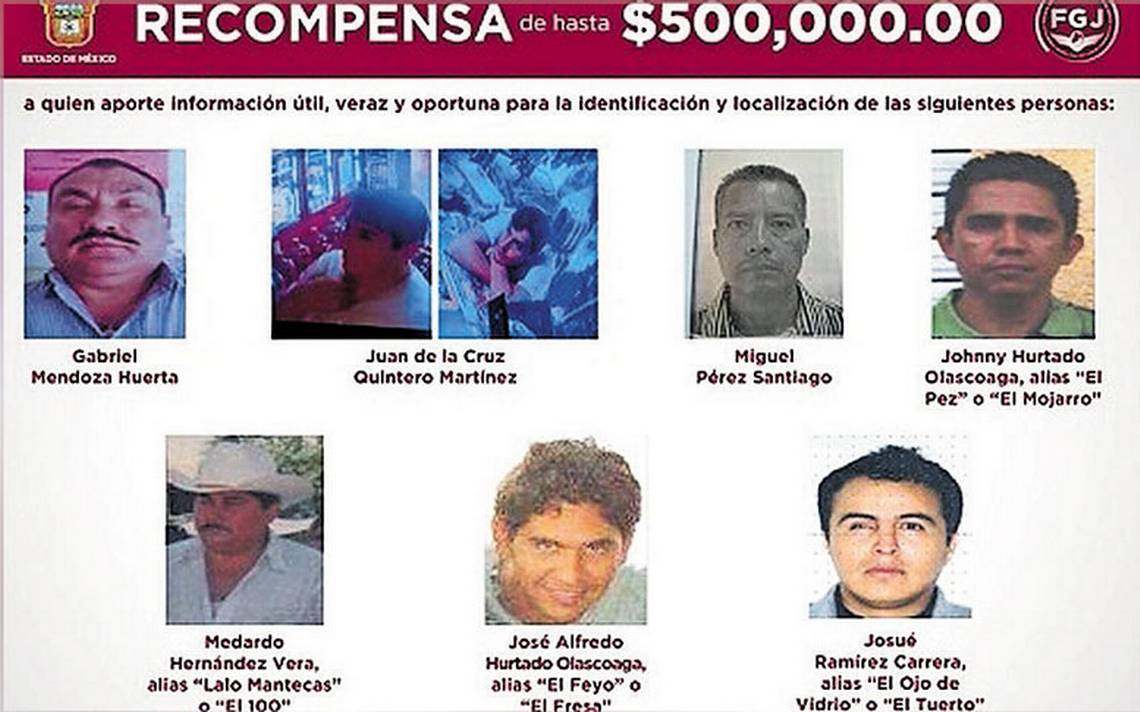 Edomex ofrece hasta 500 mil pesos por la captura de los 7 más buscados